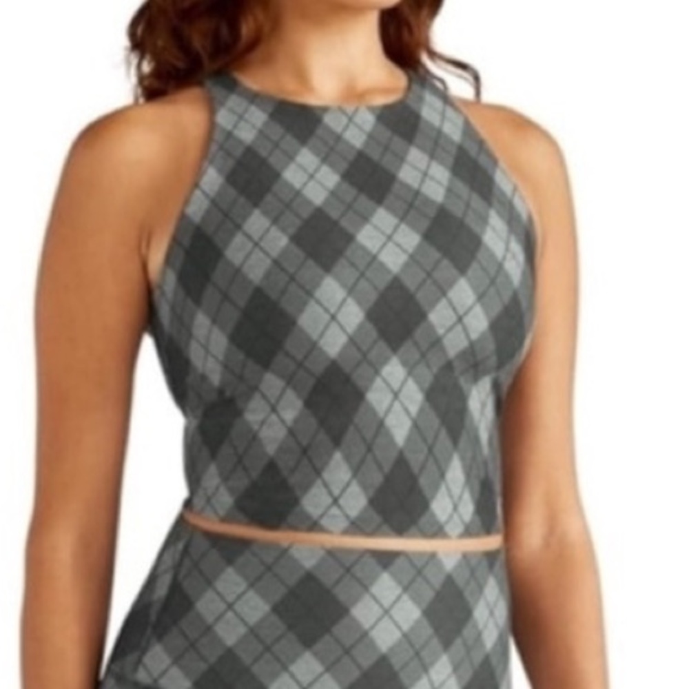 Beyond Yoga Plaid Blue Sports Bra Top - Picture 2 of 8